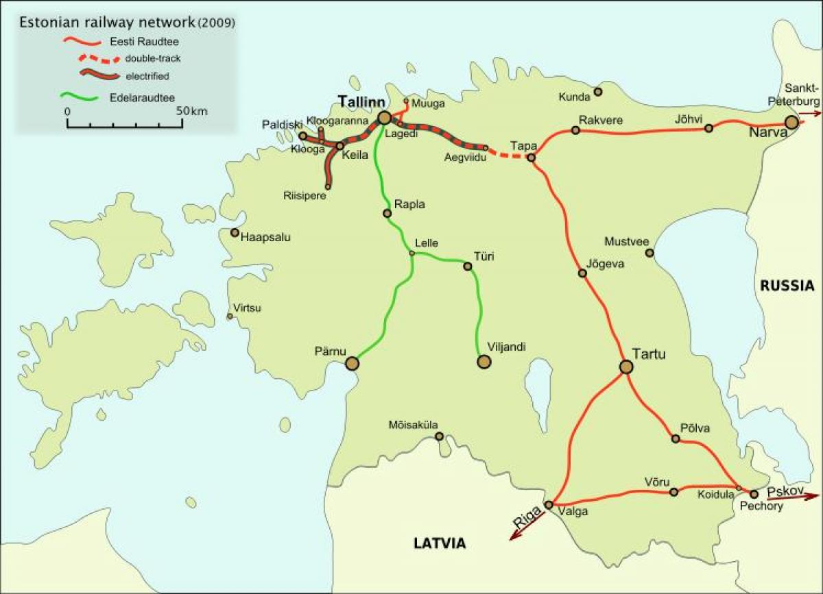 carte des chemins de fer estoniens