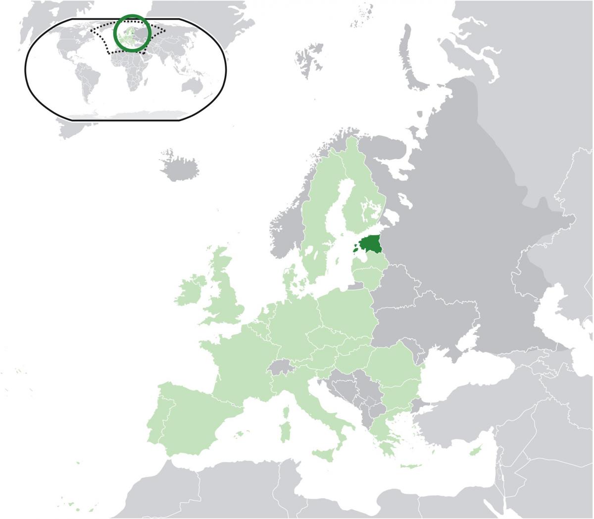 L'estonie sur la carte de l'europe