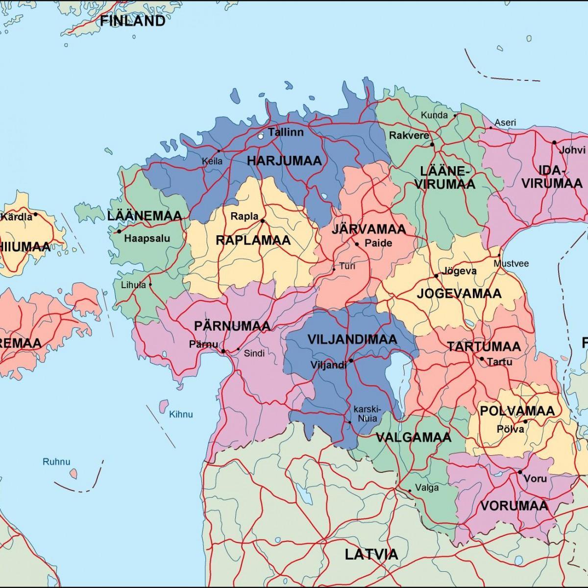 carte de l'Estonie politique