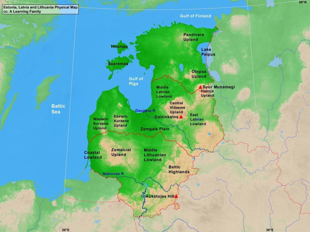 carte de l'Estonie physique