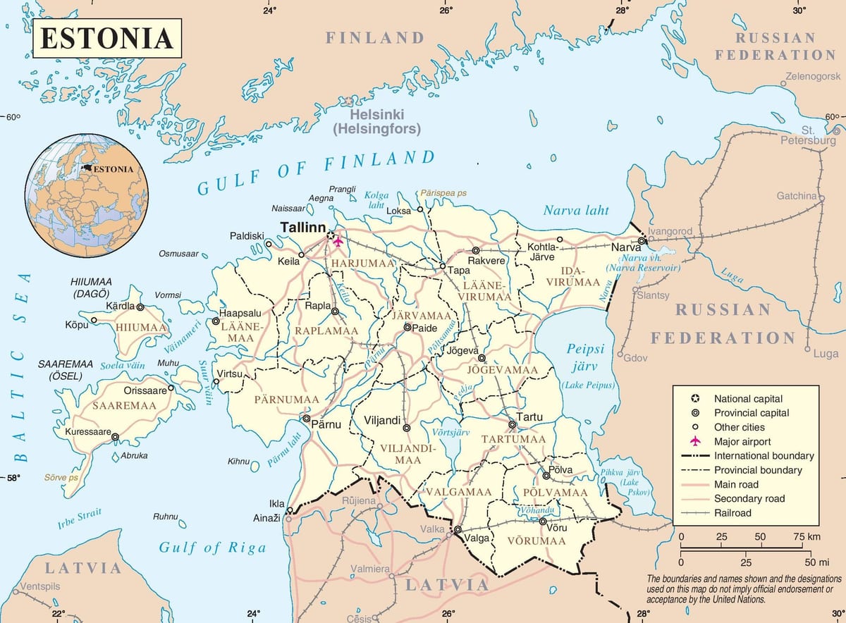 L'estonie dans la carte