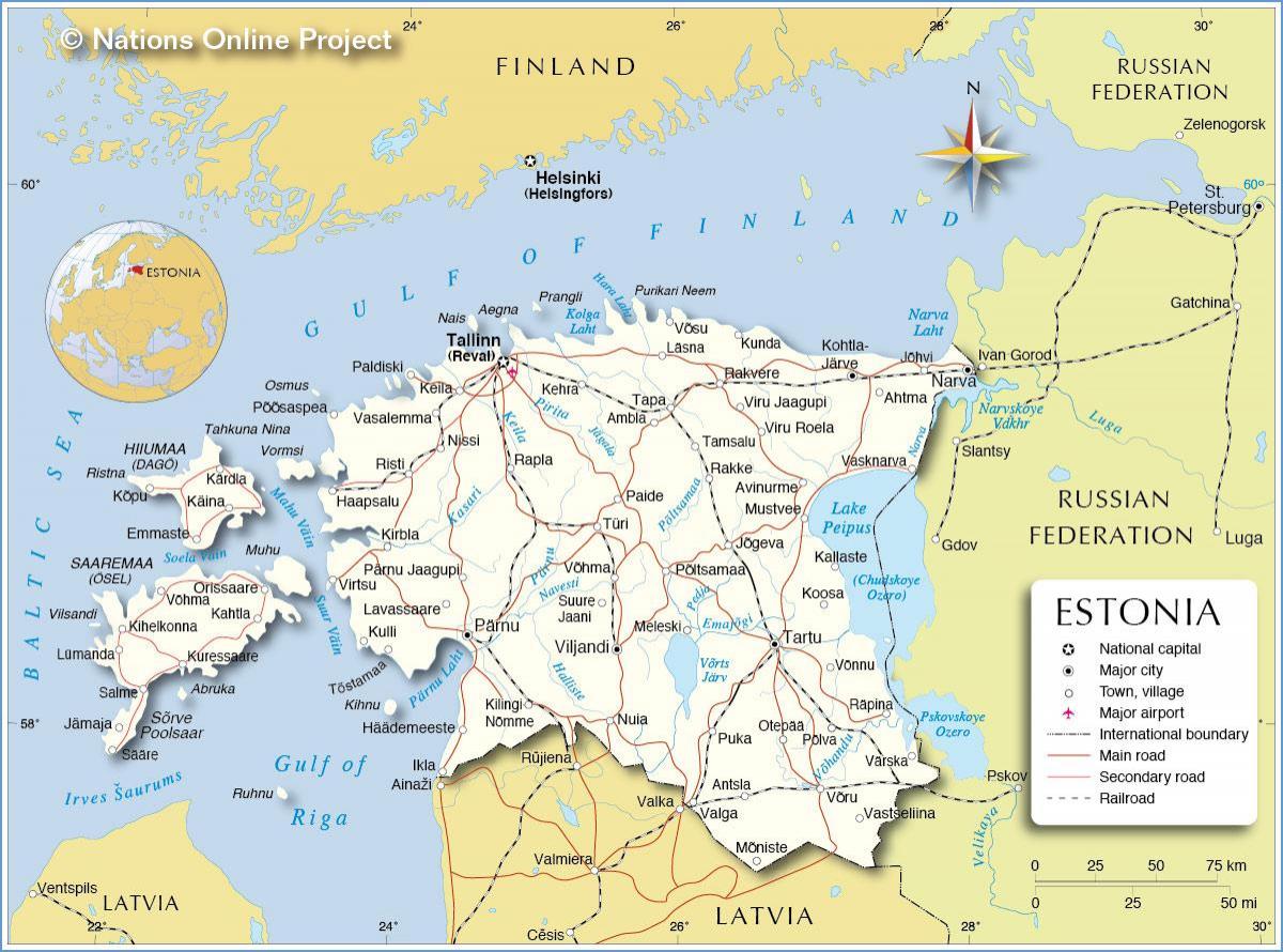 carte de l'Estonie ville