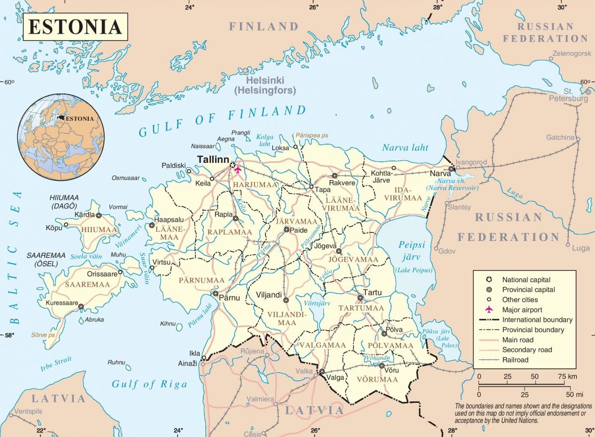 L'estonie dans la carte